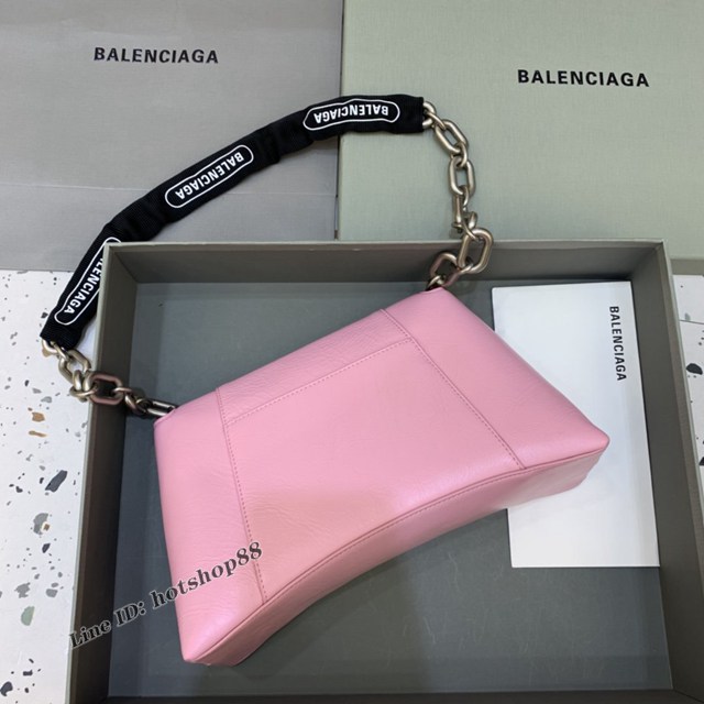 Balenciaga專櫃新品速遞Downtown鏈條單肩包 巴黎世家大號粉色經典Hourglass包 fyj1354